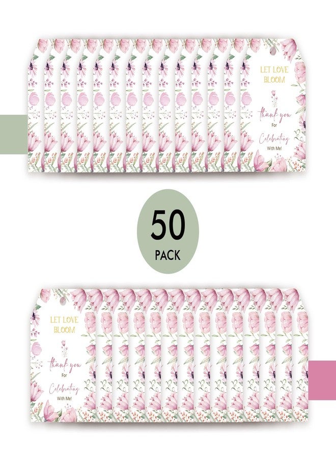 FORSHEEP 50pcs Floral Thank You Tags, Violet Gift Tag with String for Wedding Party, Thank You Paper Tags for Flower Themed Bridal Shower/Birthday Party Favors - Image 3